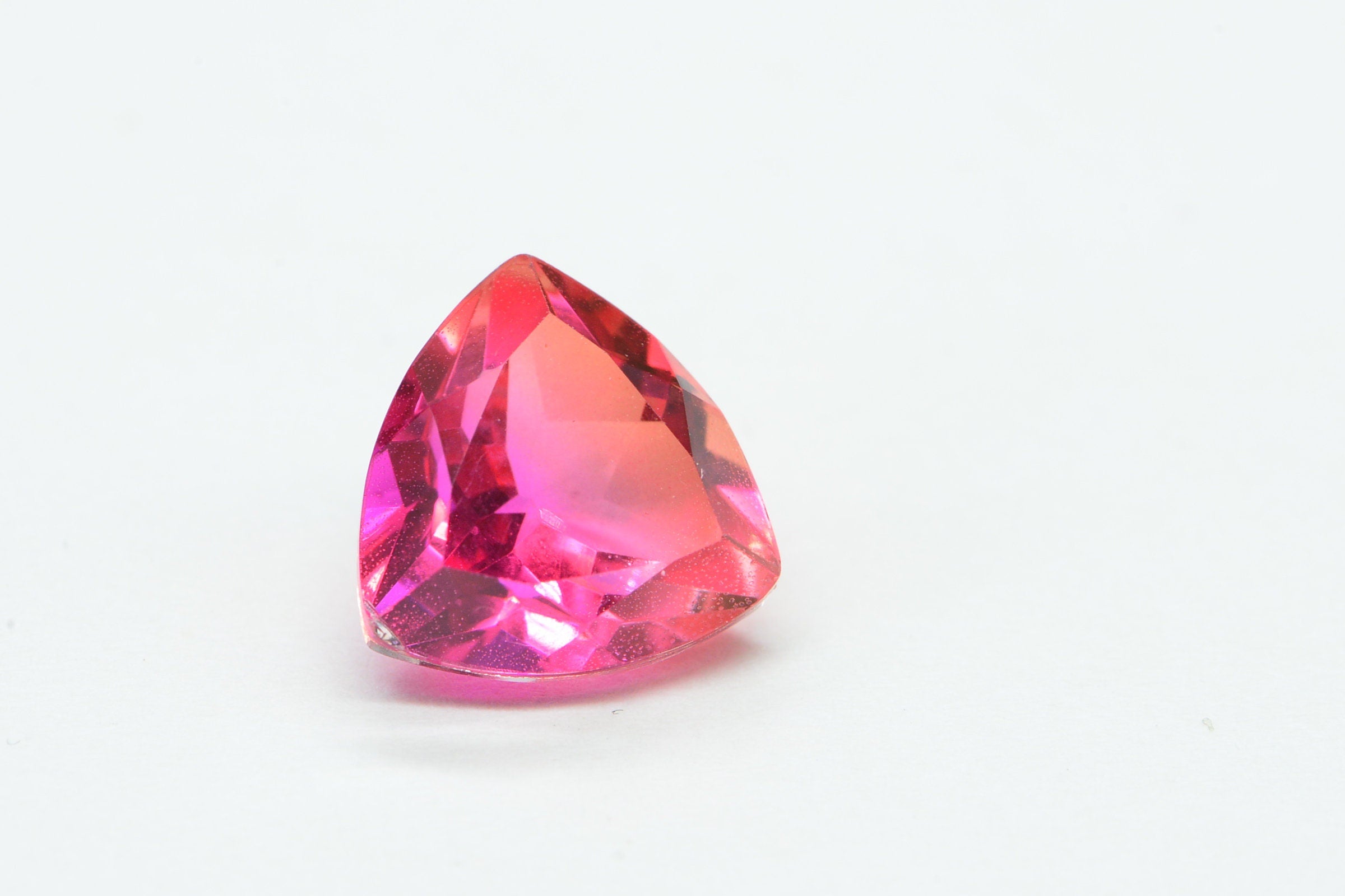 Bi color Tourmaline Quartz Trillion 12mm Gemstone Hot Pink Orange Loose Gemstone