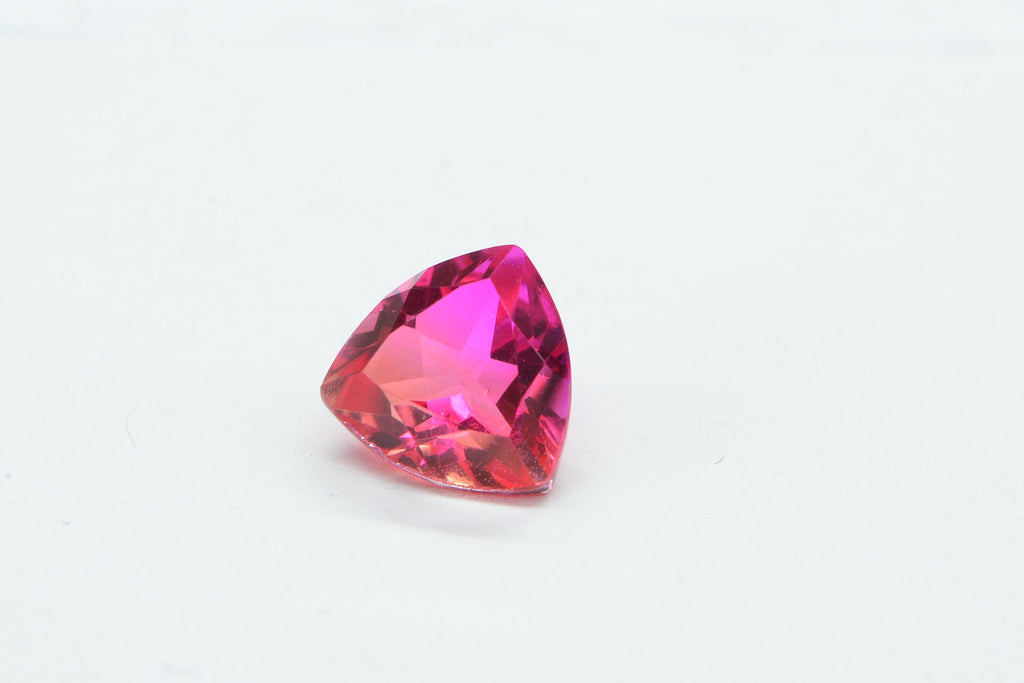 Bi color Tourmaline Quartz Trillion 12mm Gemstone Hot Pink Orange Loose Gemstone
