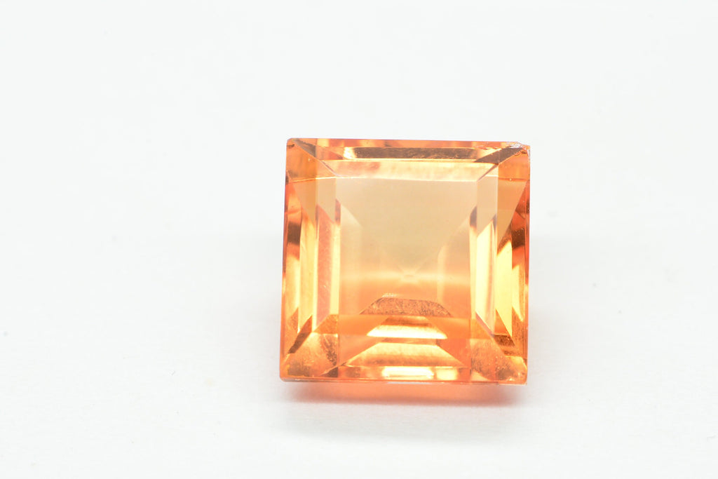 Orange Sapphire Gemstone: 13mm Princess Cut Lab-Created Stone