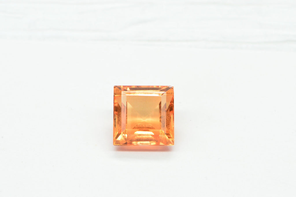 Orange Sapphire Gemstone: 13mm Princess Cut Lab-Created Stone