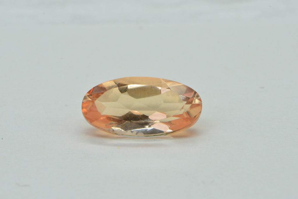 Morganite Doublet Quartz  Faceted Long Oval Stone Point Back Gemstone Loose Gems