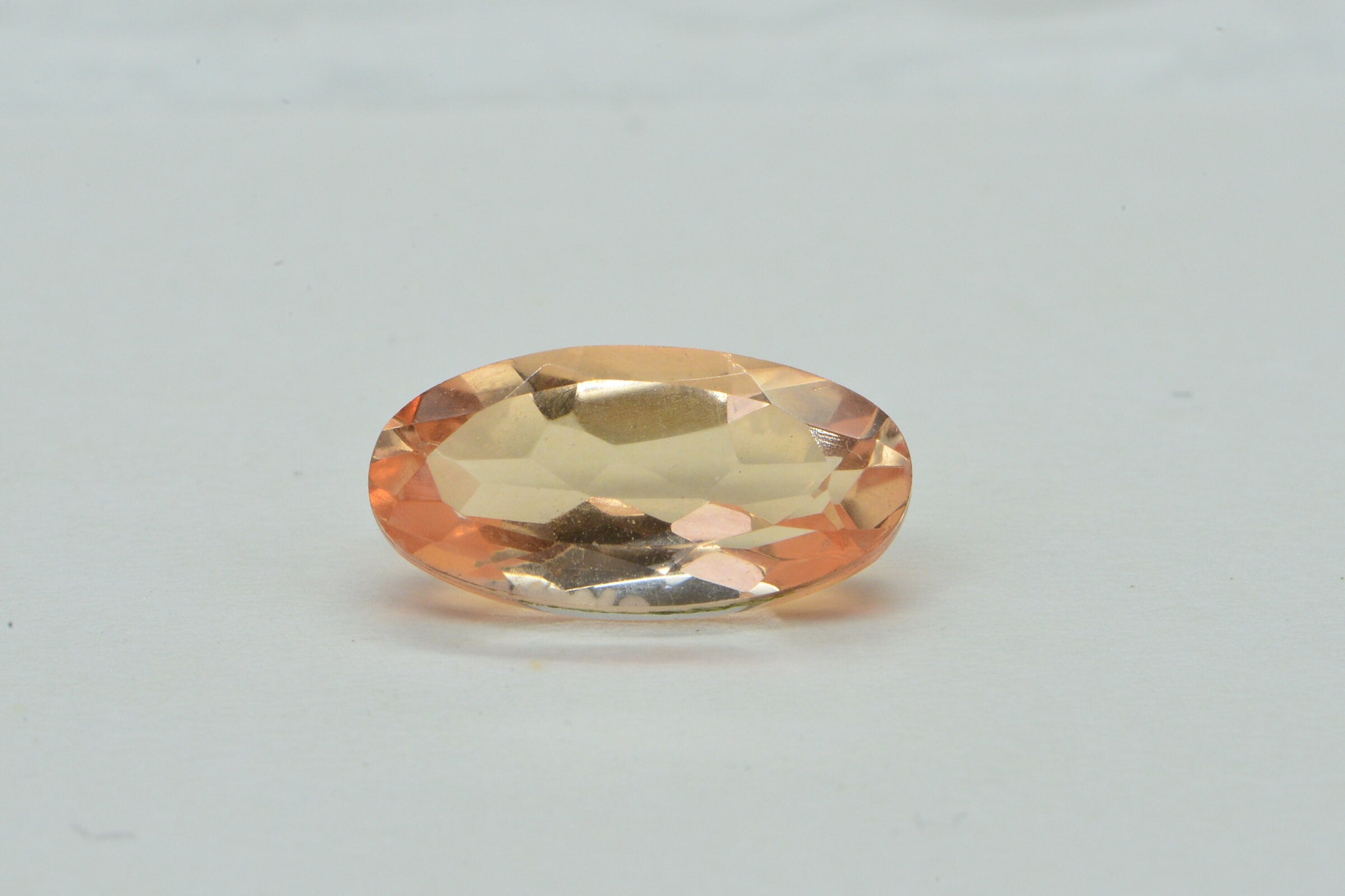 Morganite Doublet Quartz  Faceted Long Oval Stone Point Back Gemstone Loose Gems