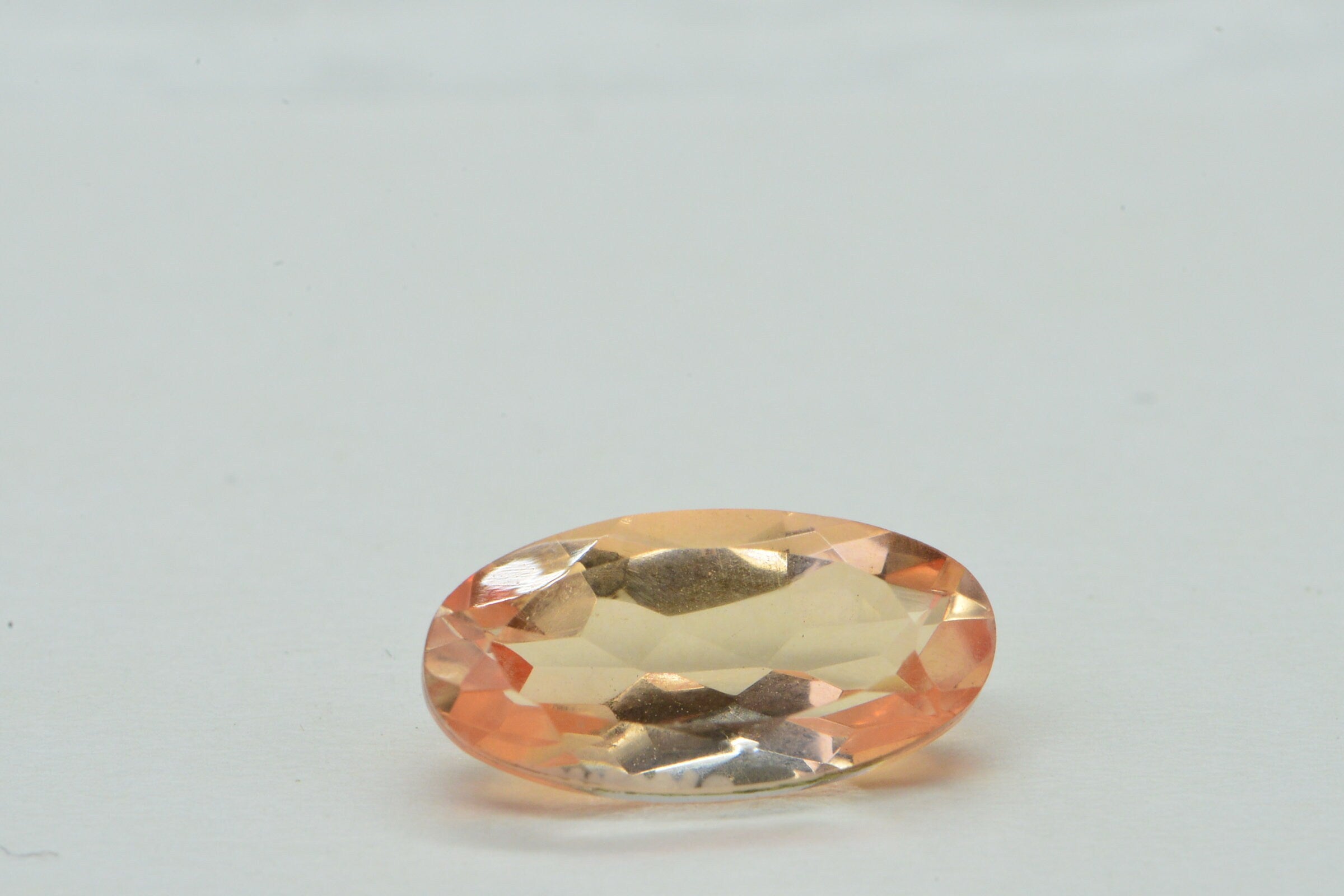Morganite Doublet Quartz  Faceted Long Oval Stone Point Back Gemstone Loose Gems