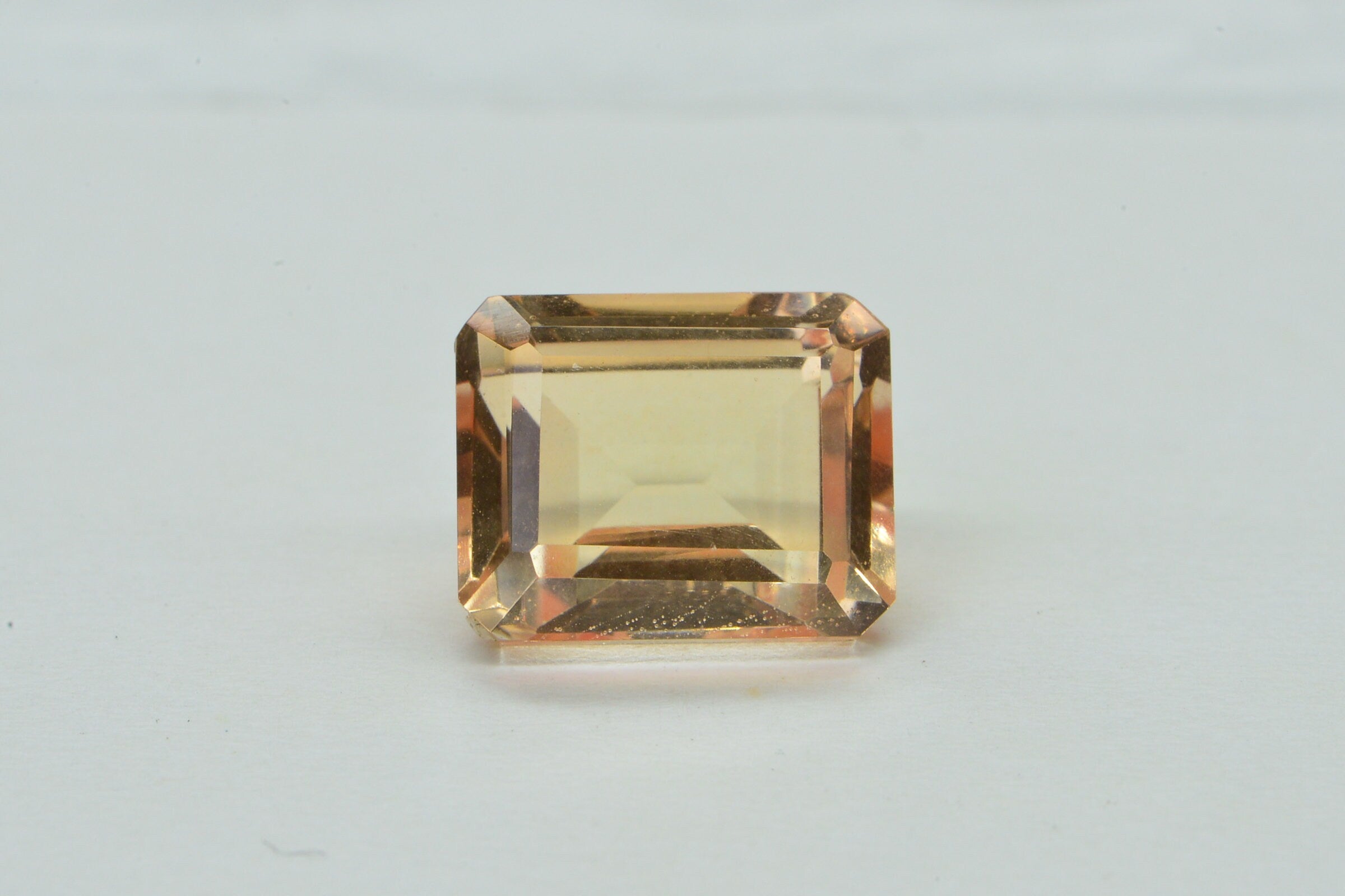 Morganite Light Peach Doublet Quartz  Faceted Emerald Cut Gemstone Loose 11X9mm