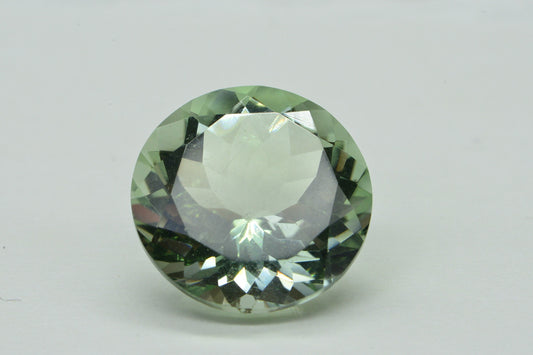 Natural Light Green Amethyst 15mm Round Diamond Cut  Loose Gemstone