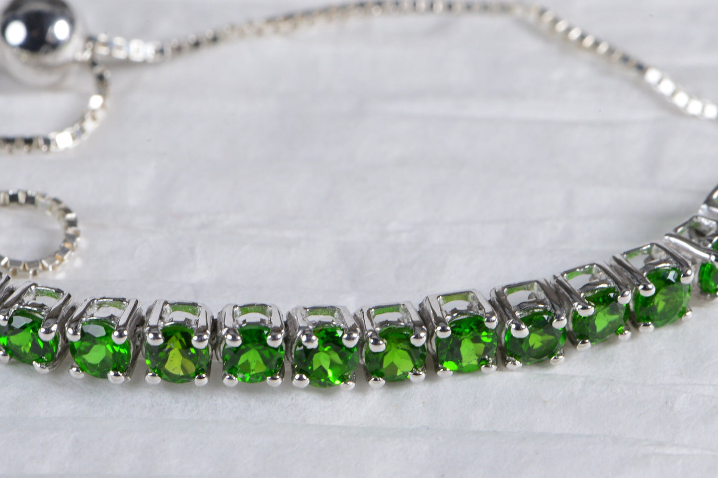 Chrome Diopside Bolo Bracelet: Sterling Silver Green Gemstone
