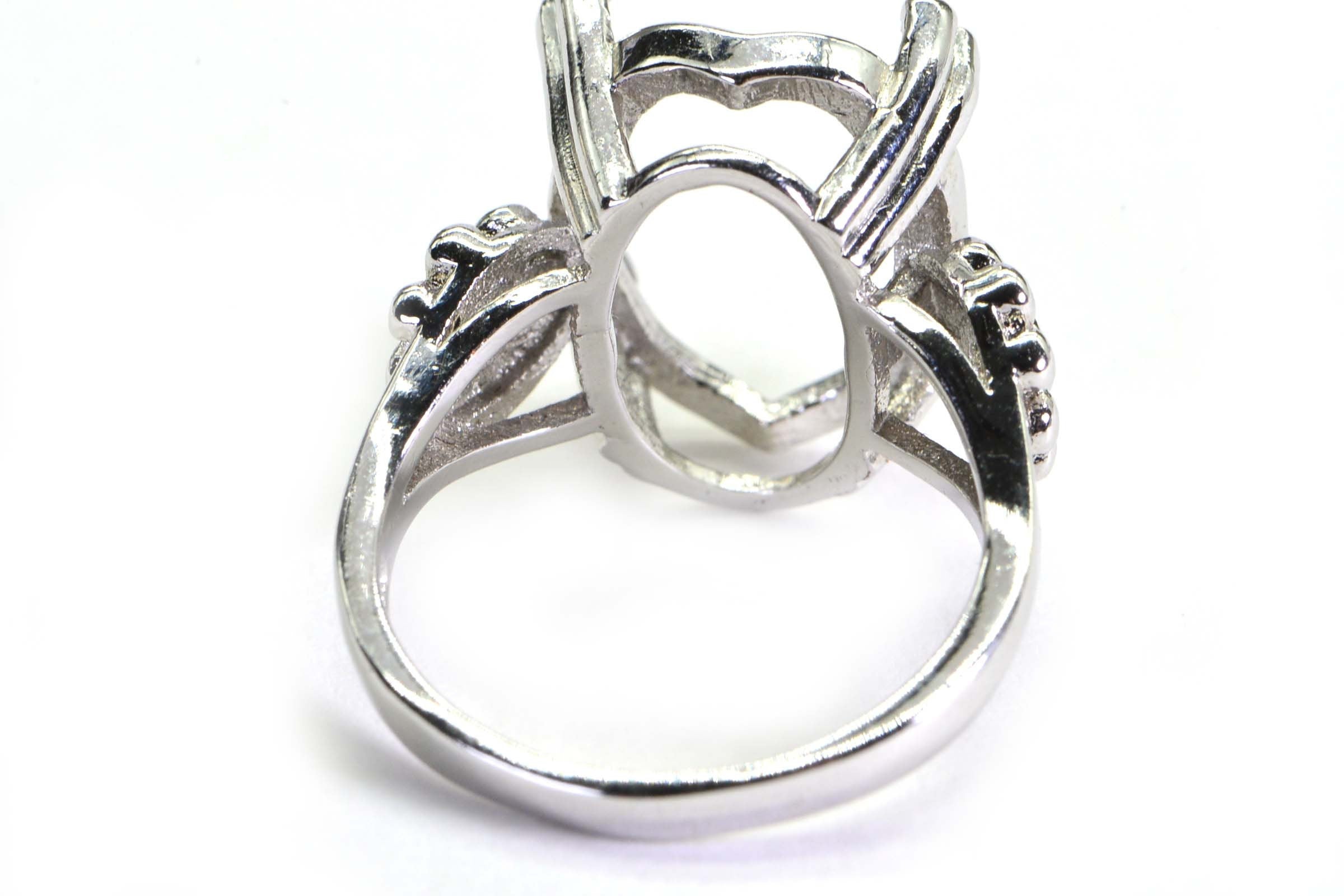 Sterling Silver Oval 14X10mm Ring Mounting: Zircon Engagement Setting, Size 6