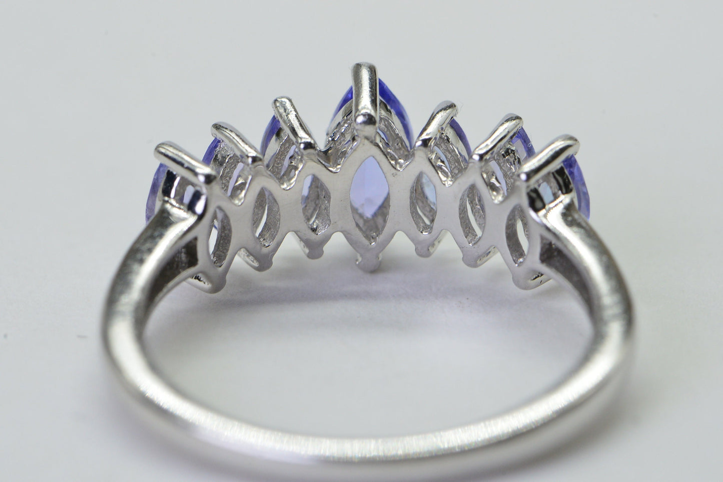 reserved Tanzanite Marquise Cluster Ring custom size 9 Sterling Silver Band, December Birthstone