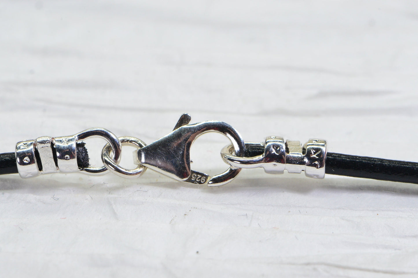 Charoite Gemstone Leather Necklace, Sterling Silver Clasp