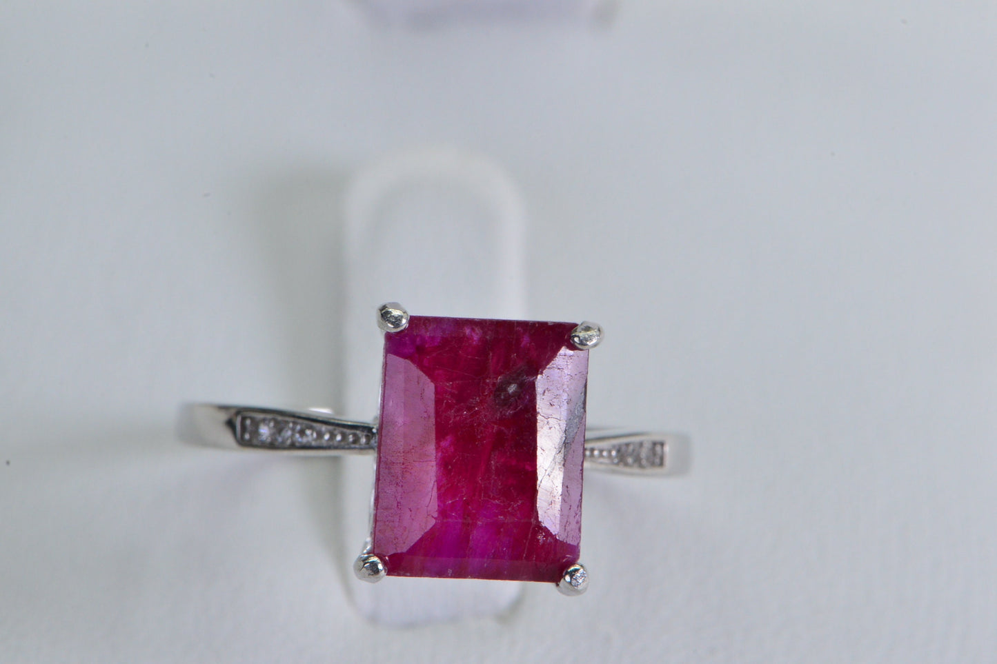 Natural Ruby Rectangle Sterling Silver Ring: July Birthstone