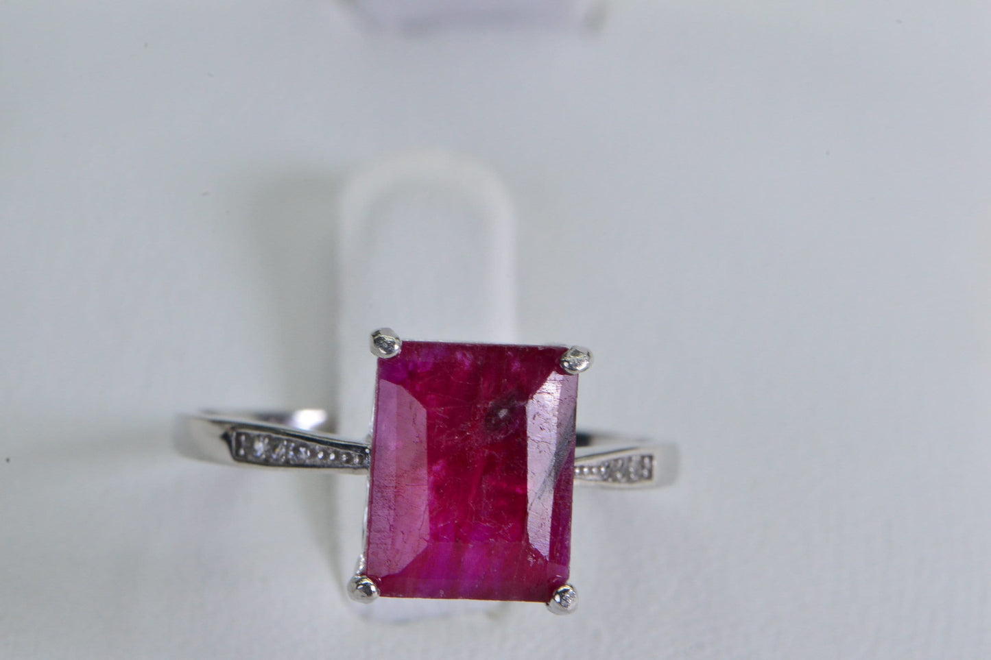 Natural Ruby Rectangle Sterling Silver Ring: July Birthstone