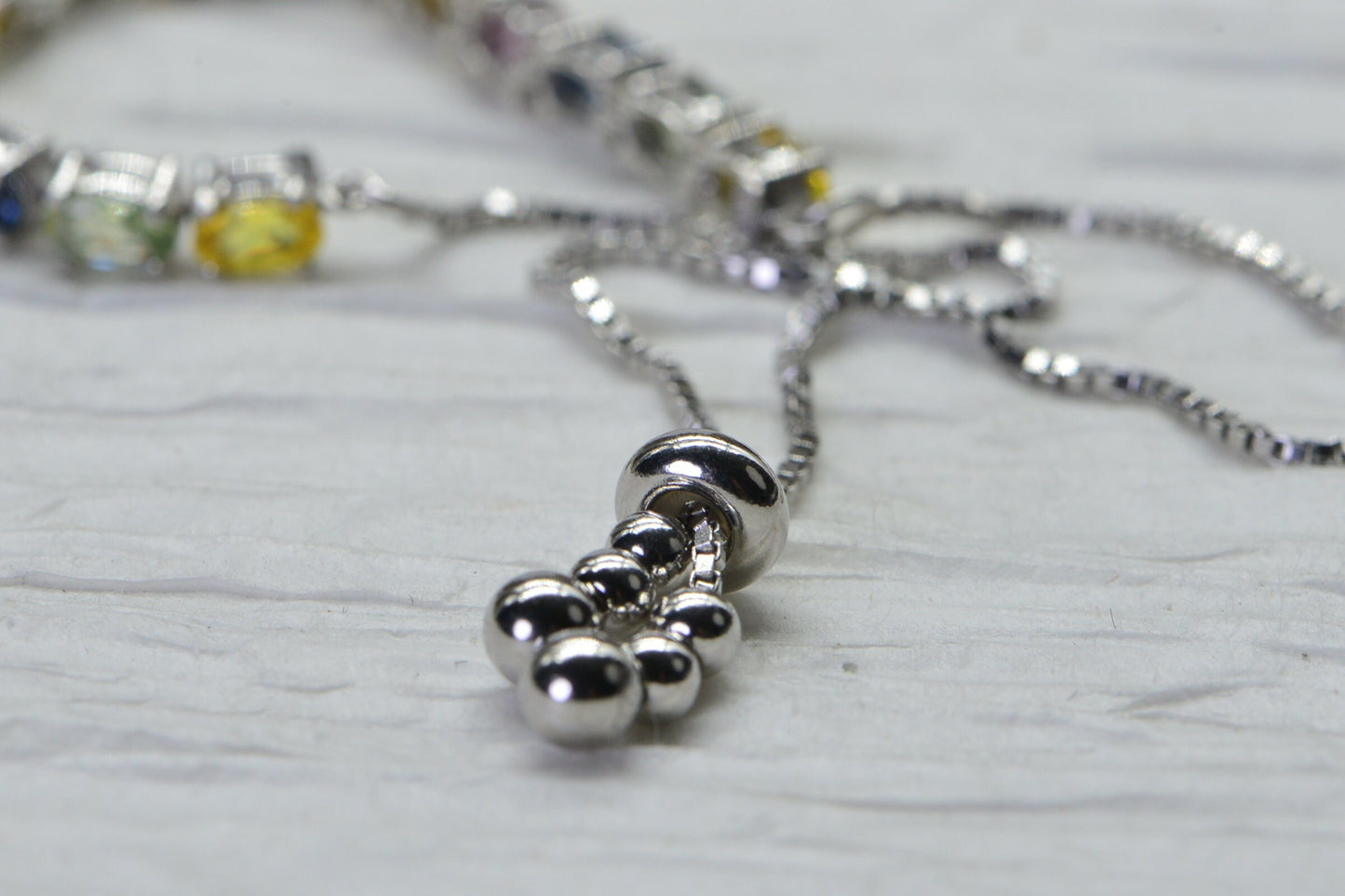 Rainbow Sapphire Bolo Bracelet: Sterling Silver September Birthstone