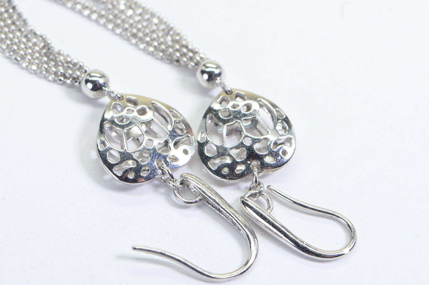 Sterling Silver Tassel Earrings: Filigree Heart Dangle Earrings