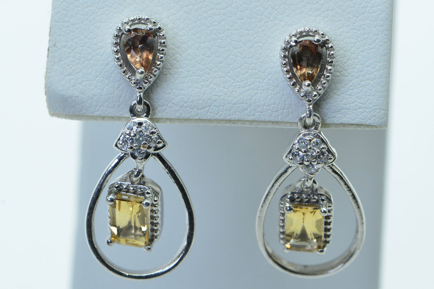 Sterling Silver Zultanite Citrine Dangle Earrings: Turkish Diaspore Teardrop Set