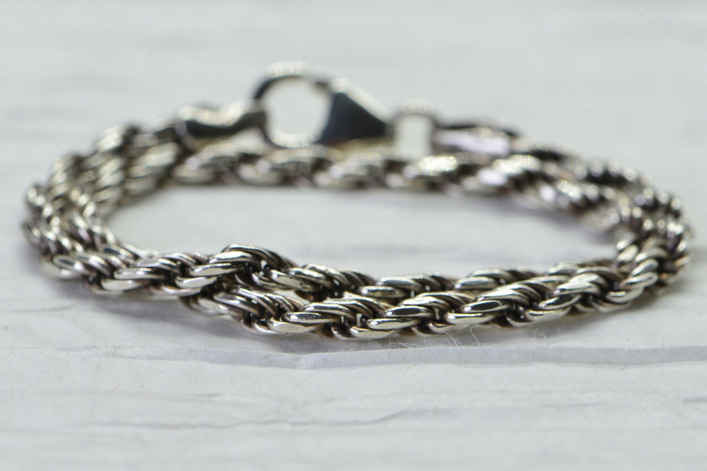 Sterling Silver Diamond Cut Rope Bracelet - Minimalist Chain (2.5mm)