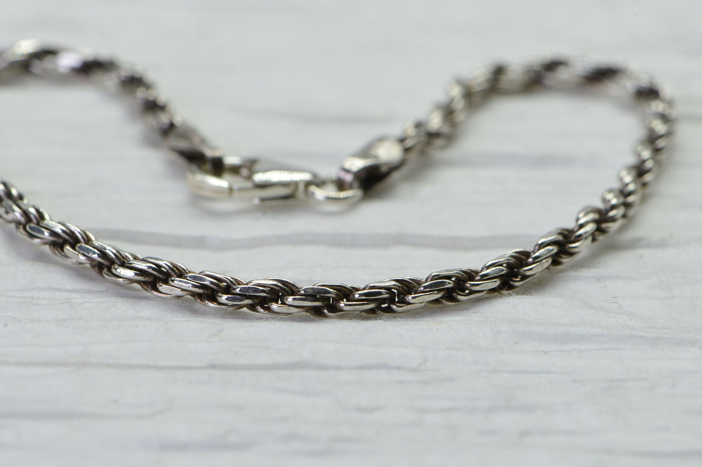 Sterling Silver Diamond Cut Rope Bracelet - Minimalist Chain (2.5mm)