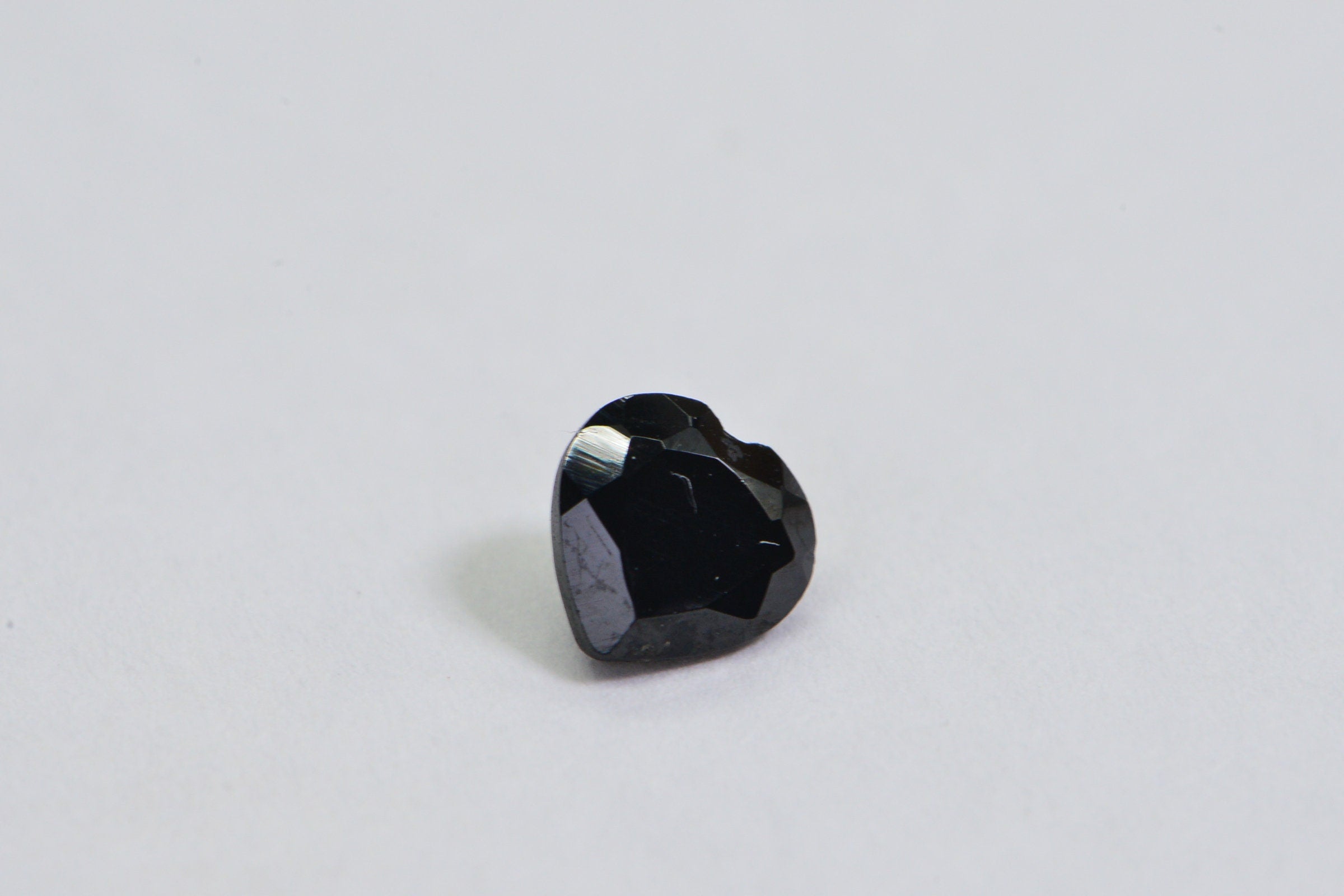 Black Tourmaline Heart Gemstone: Faceted Point Back, 4.9mm