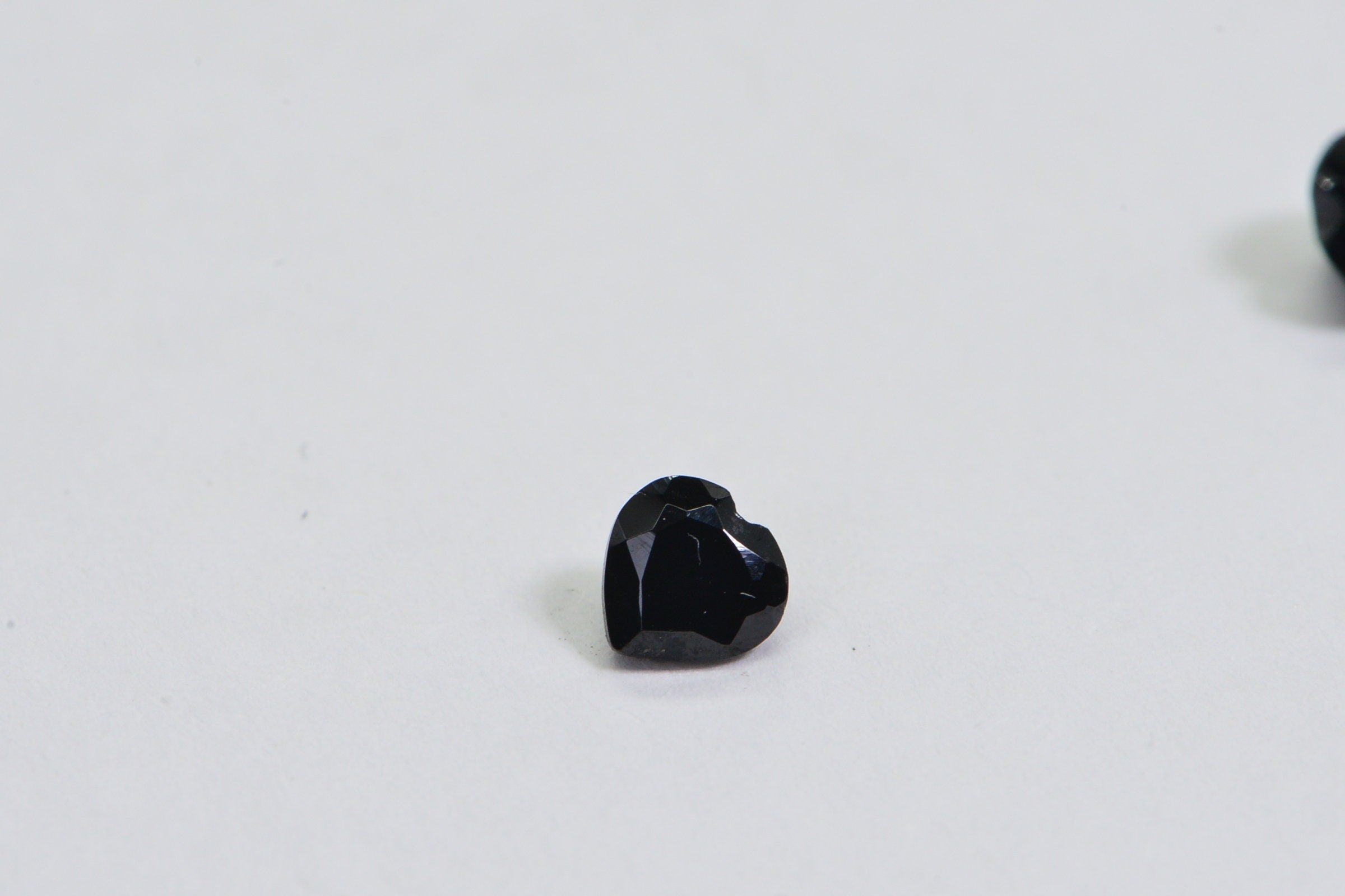 Black Tourmaline Heart Gemstone: Faceted Point Back, 4.9mm