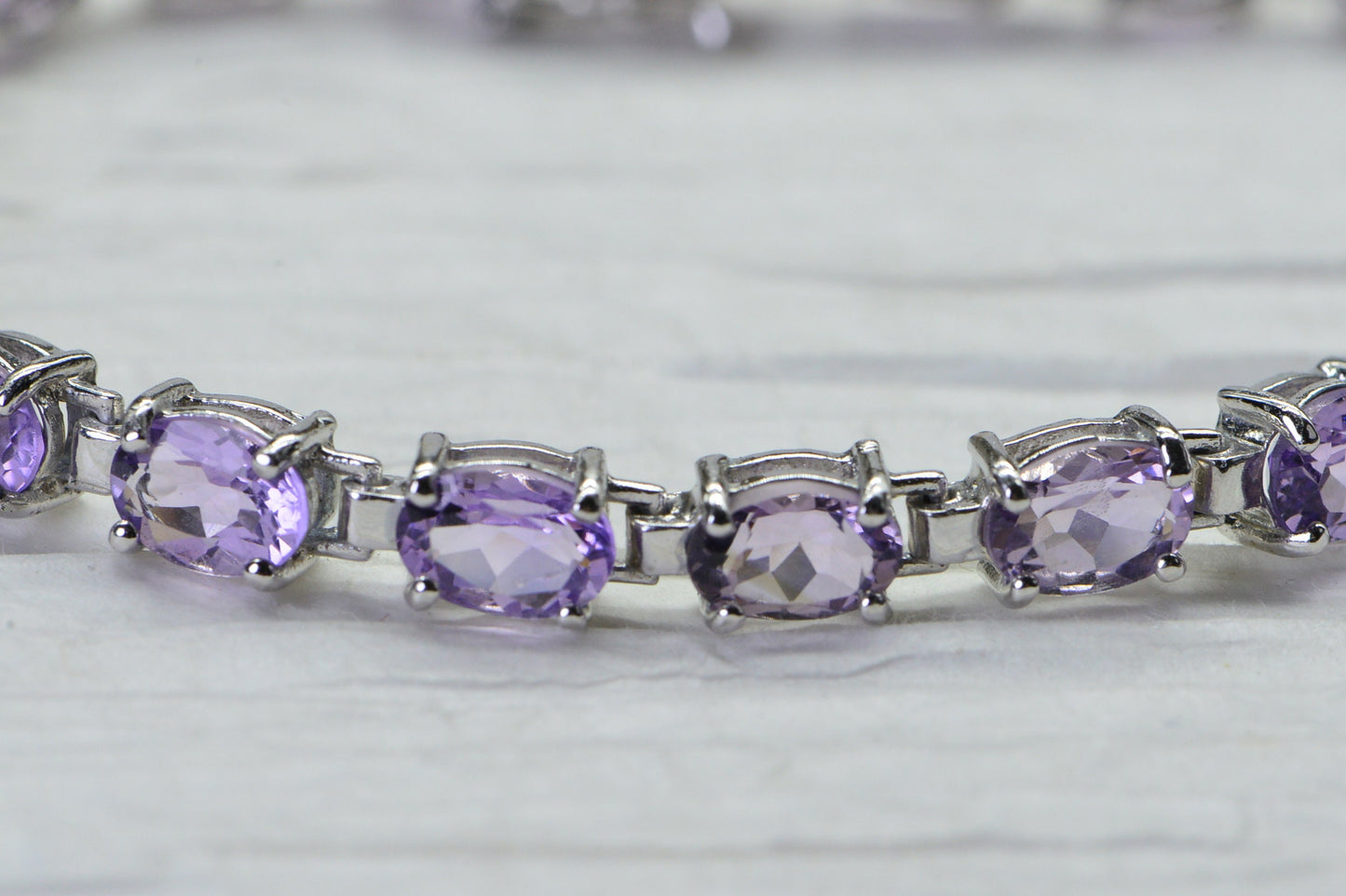 Rose De France Amethyst Tennis Bracelet, Sterling Silver, February Birthstone