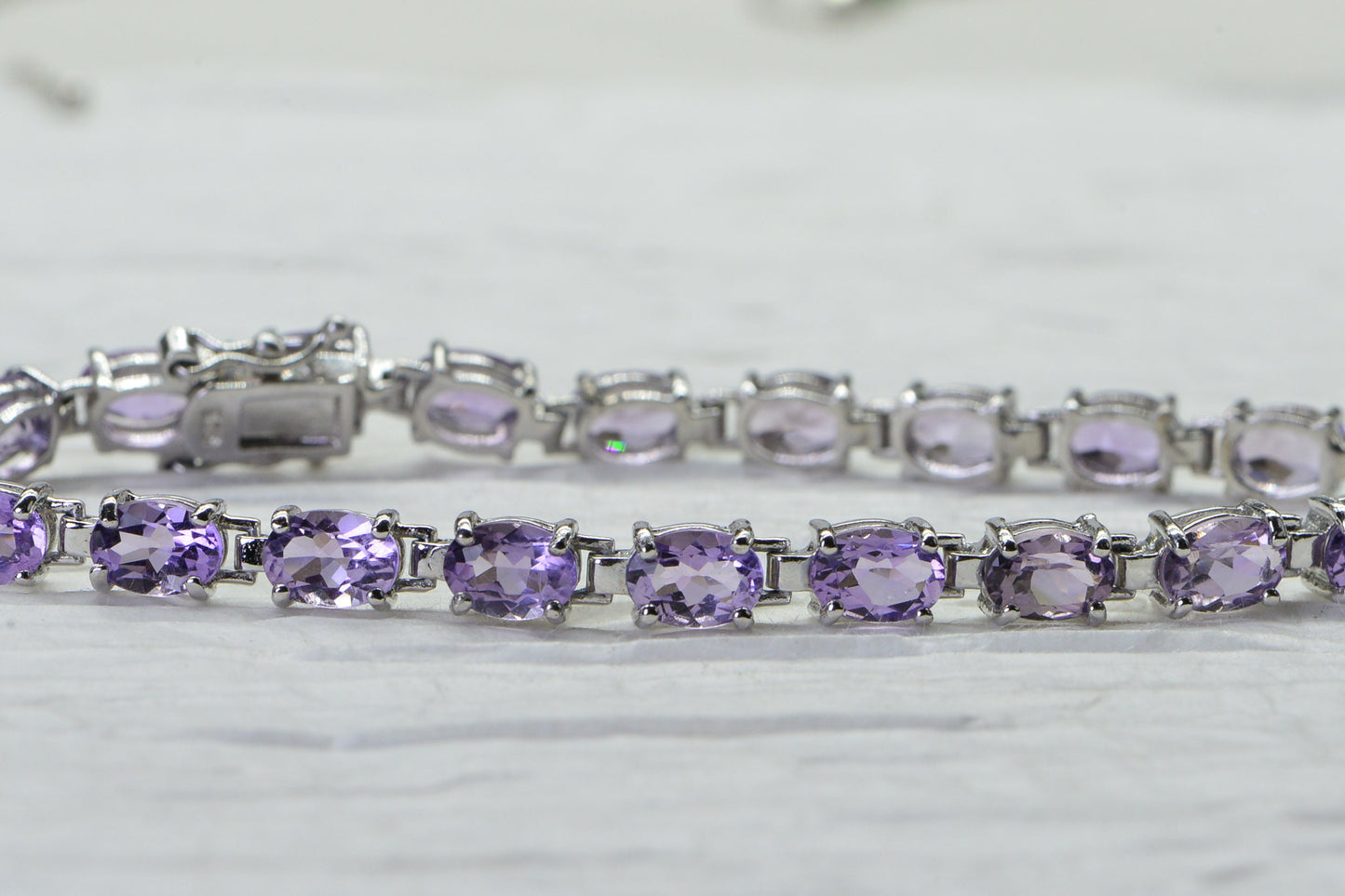 Rose De France Amethyst Tennis Bracelet, Sterling Silver, February Birthstone