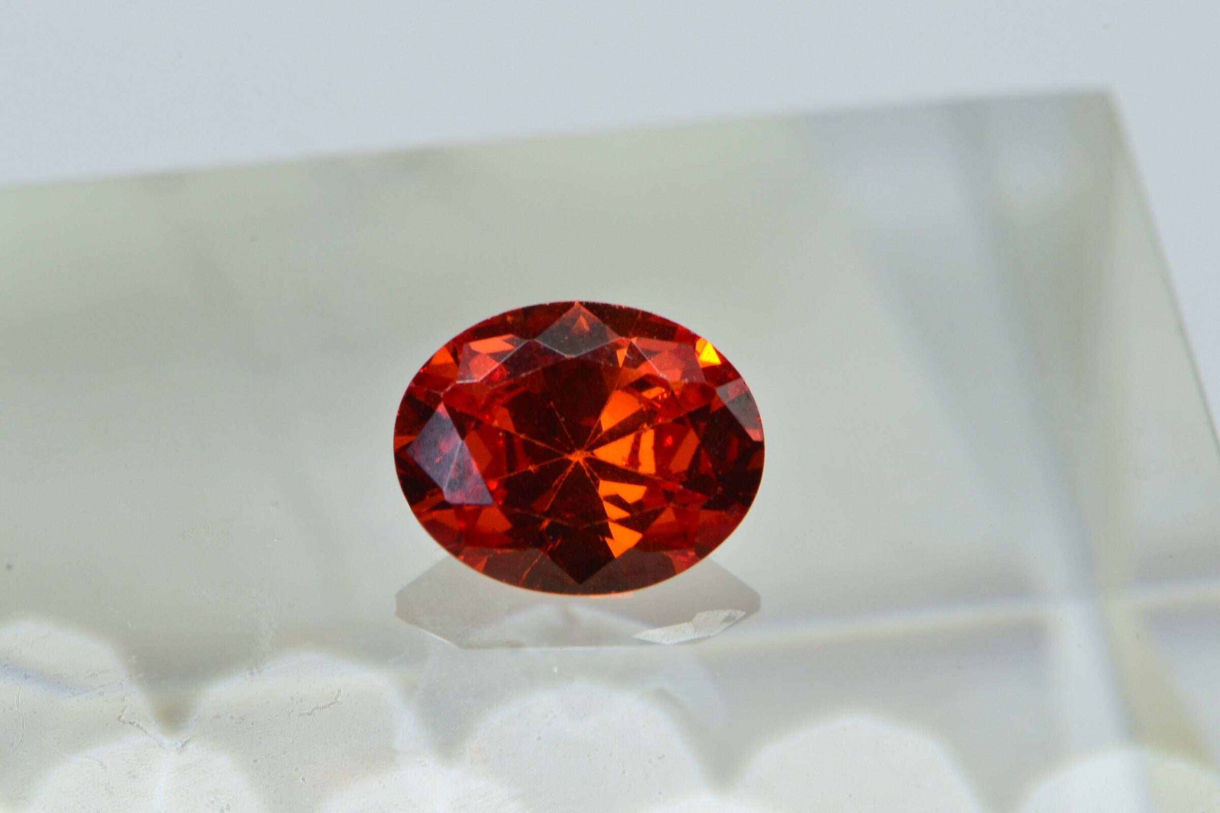 Simulated Orange Diamond Orange  Facet oval Point Back Cabochon 10mm