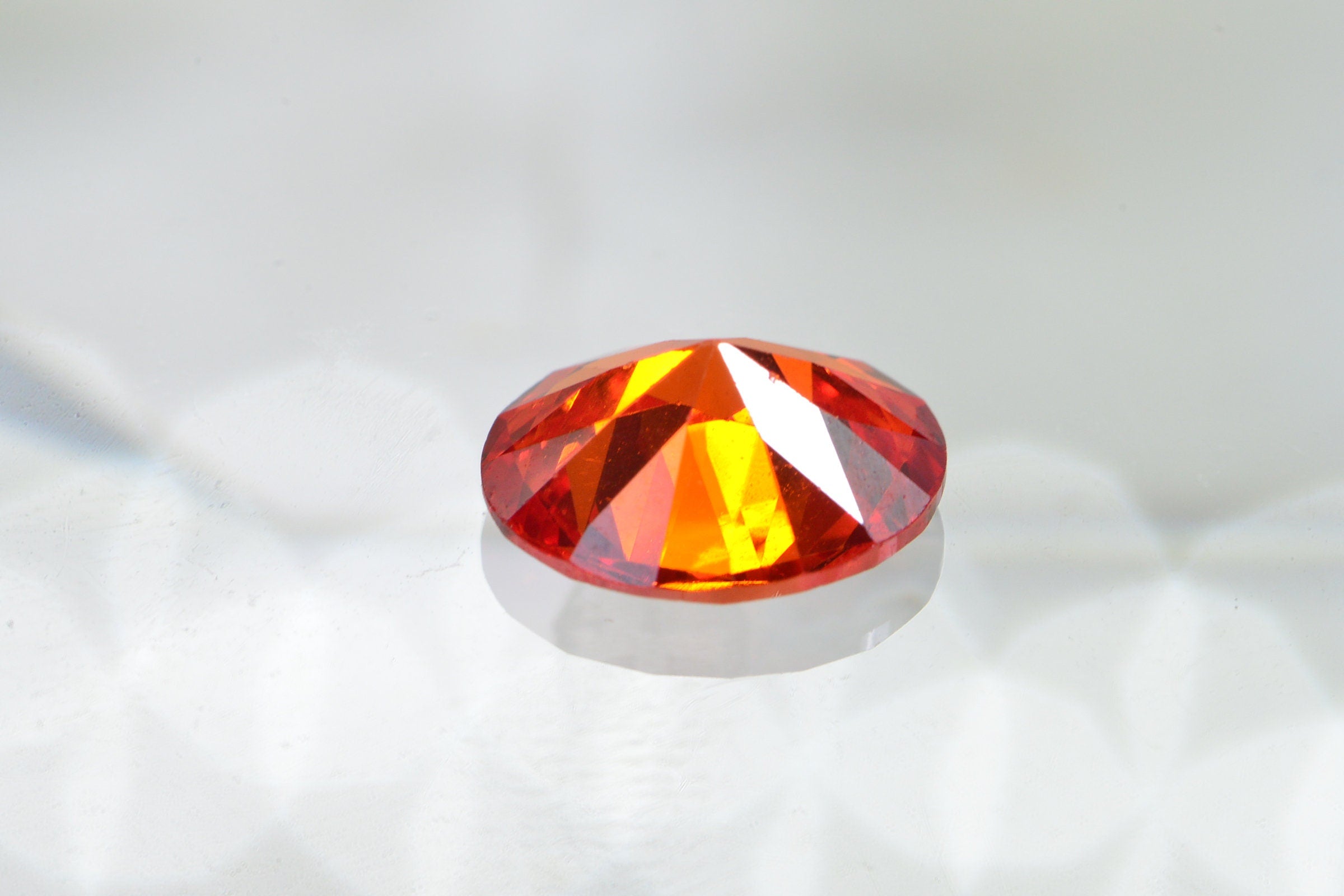 Simulated Orange Diamond Orange  Facet oval Point Back Cabochon 10mm