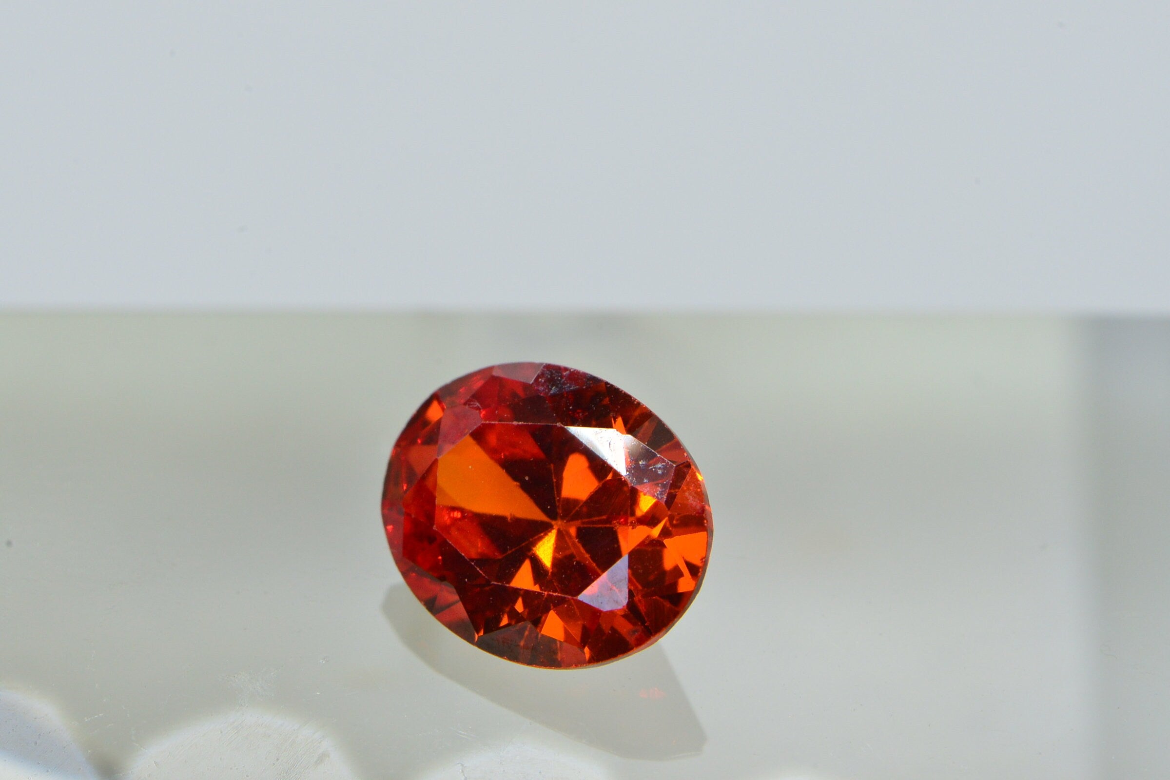 Simulated Orange Diamond Orange  Facet oval Point Back Cabochon 10mm