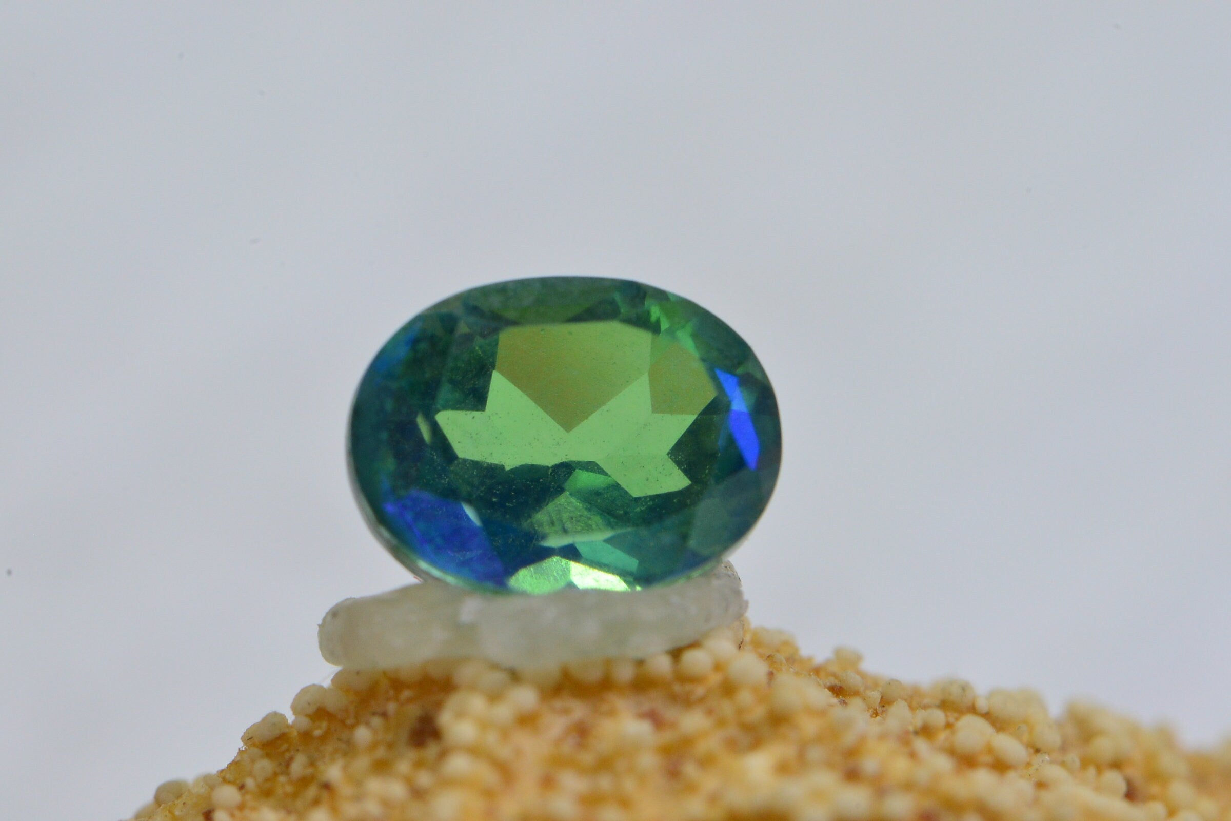 Peacock Quartz Gemstone: Oval Faceted Bi-Color Loose Stone (8X6mm)