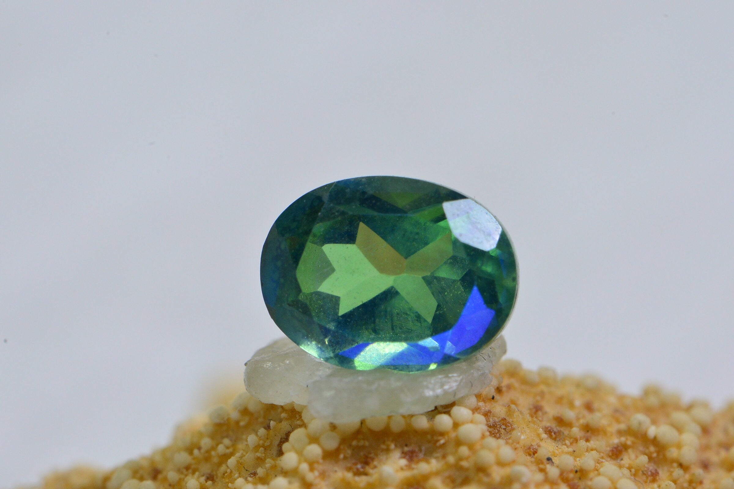 Peacock Quartz Gemstone: Oval Faceted Bi-Color Loose Stone (8X6mm)