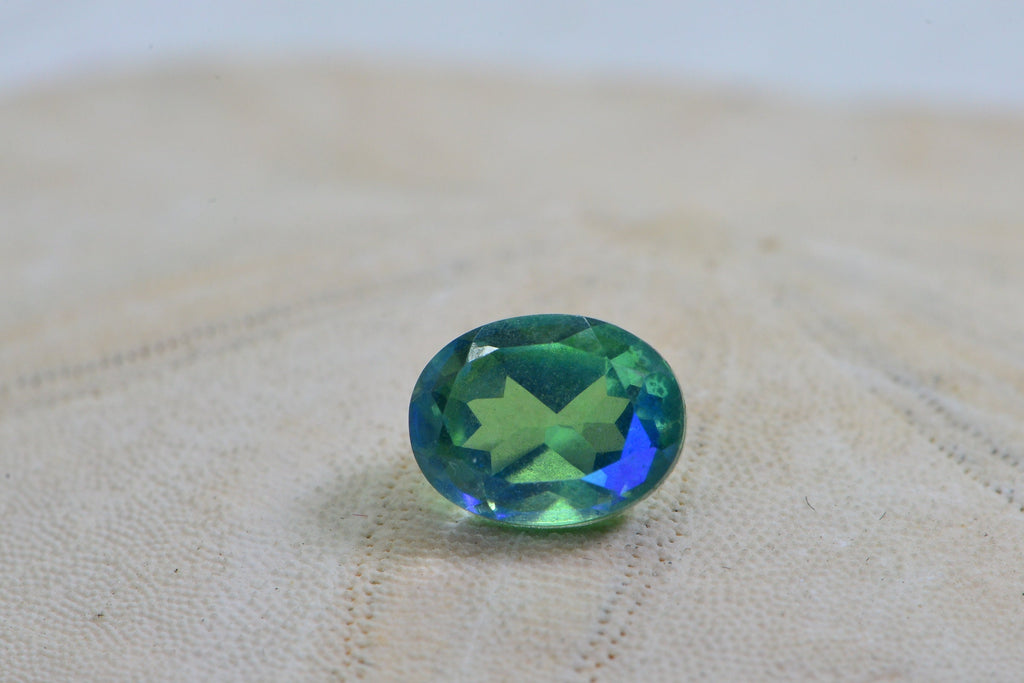 Peacock Quartz Gemstone: Oval Faceted Bi-Color Loose Stone (8X6mm)