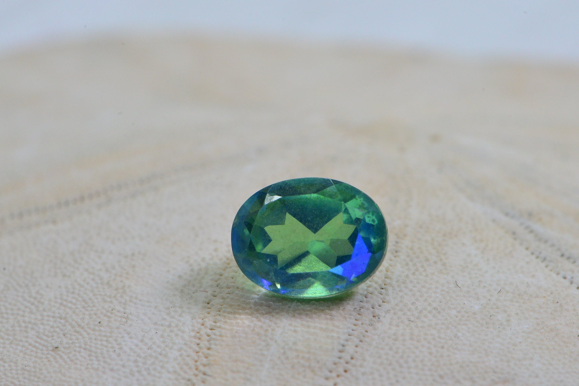 Peacock Quartz Gemstone: Oval Faceted Bi-Color Loose Stone (8X6mm)
