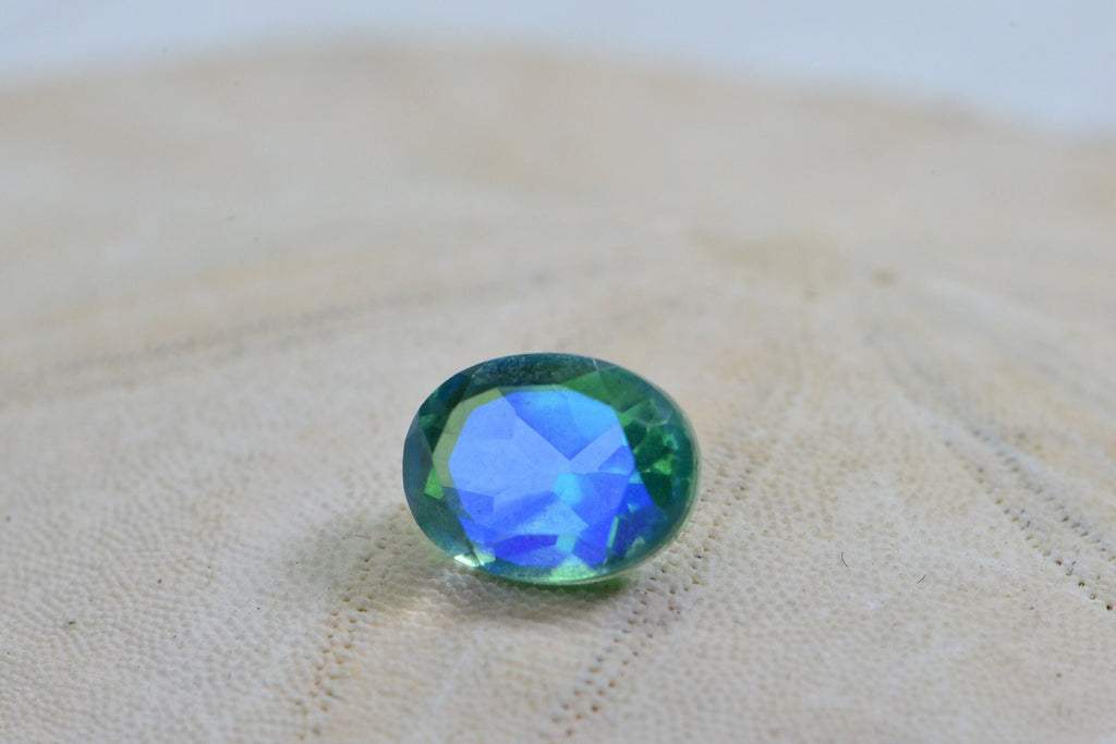 Peacock Quartz Gemstone: Oval Faceted Bi-Color Loose Stone (8X6mm)
