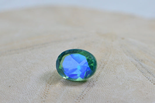 Peacock Quartz Gemstone: Oval Faceted Bi-Color Loose Stone (8X6mm)