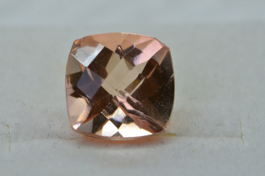 Morganite Doublet Quartz  Faceted Cushion Gemstone Loose 10mm