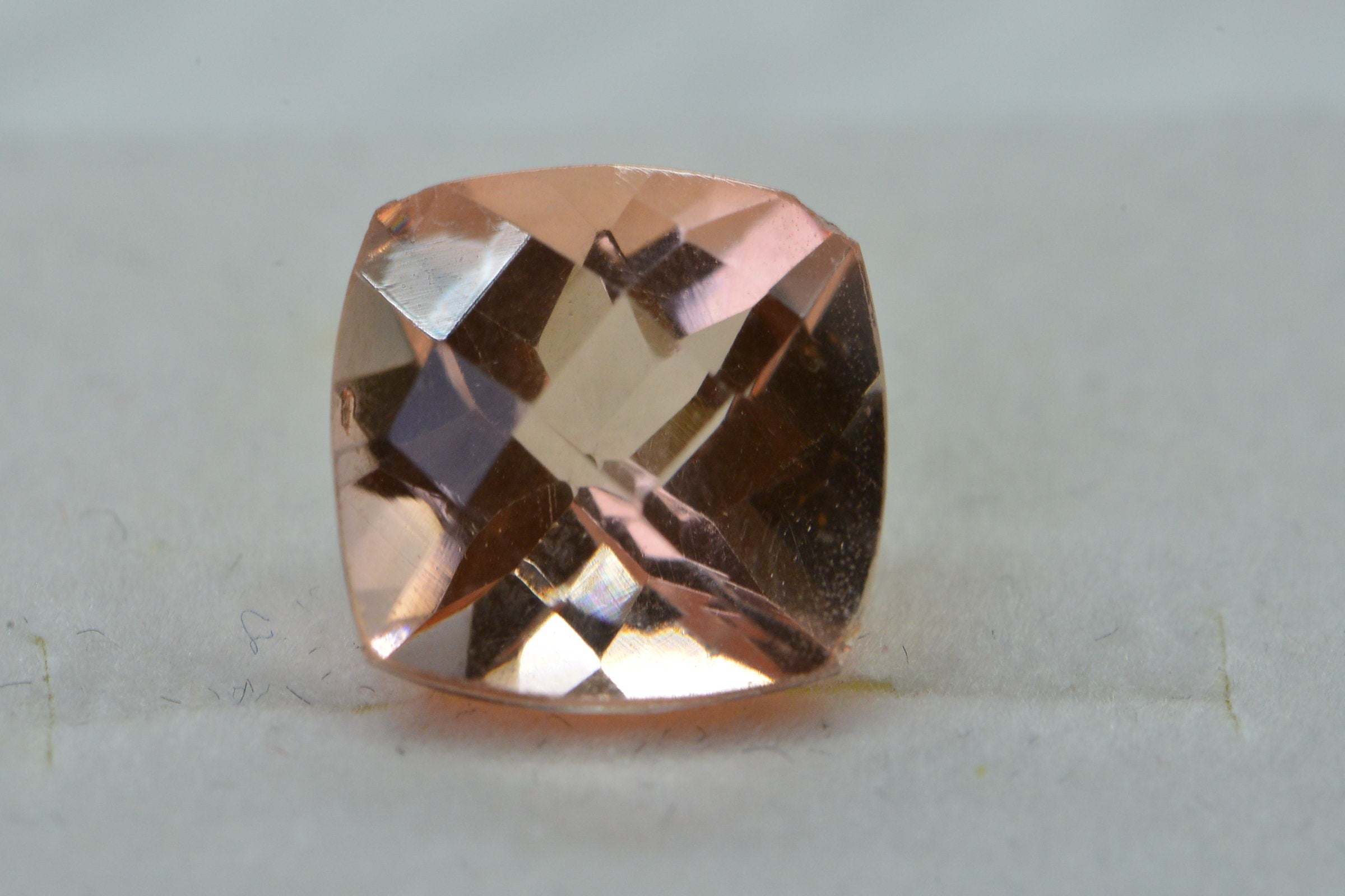 Morganite Doublet Quartz  Faceted Cushion Gemstone Loose 10mm