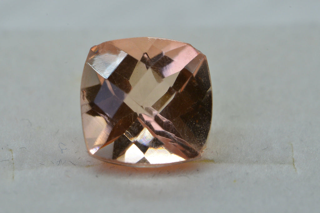 Morganite Doublet Quartz  Faceted Cushion Gemstone Loose 10mm