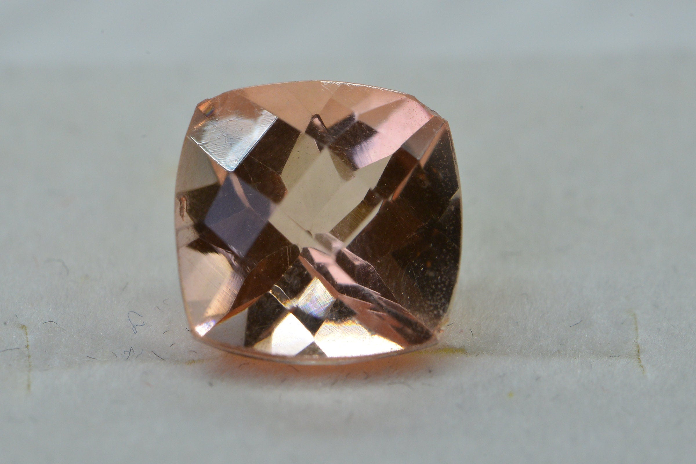 Morganite Doublet Quartz  Faceted Cushion Gemstone Loose 10mm