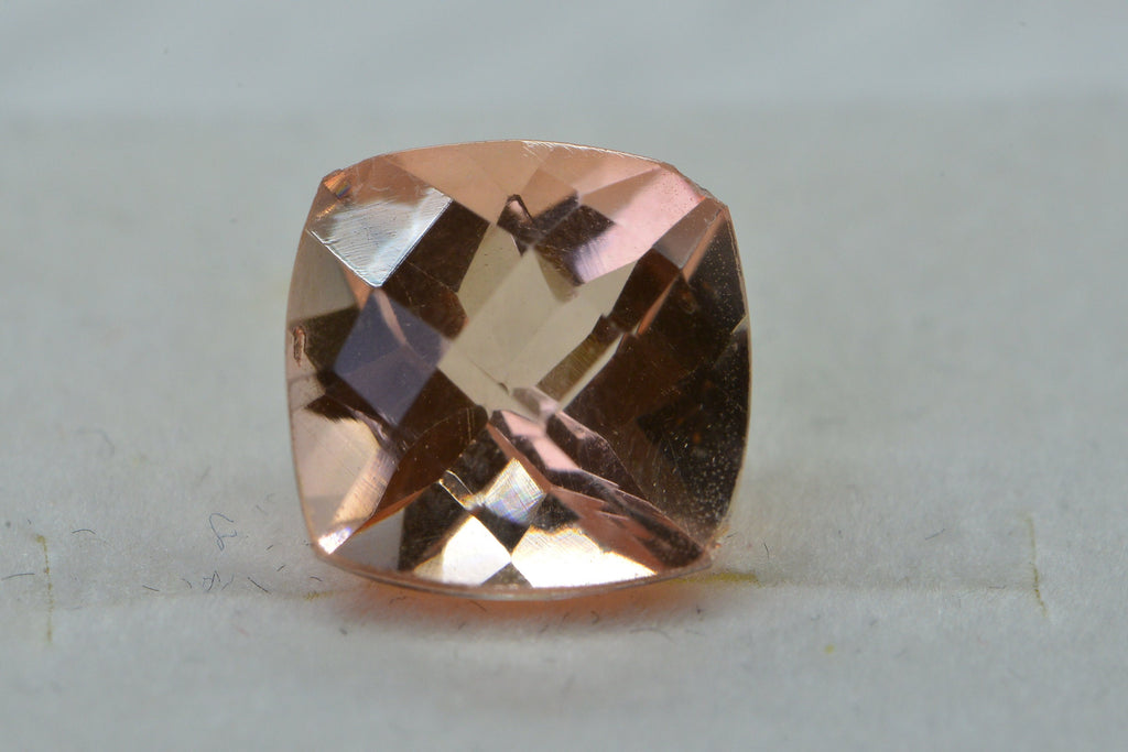 Morganite Doublet Quartz  Faceted Cushion Gemstone Loose 10mm