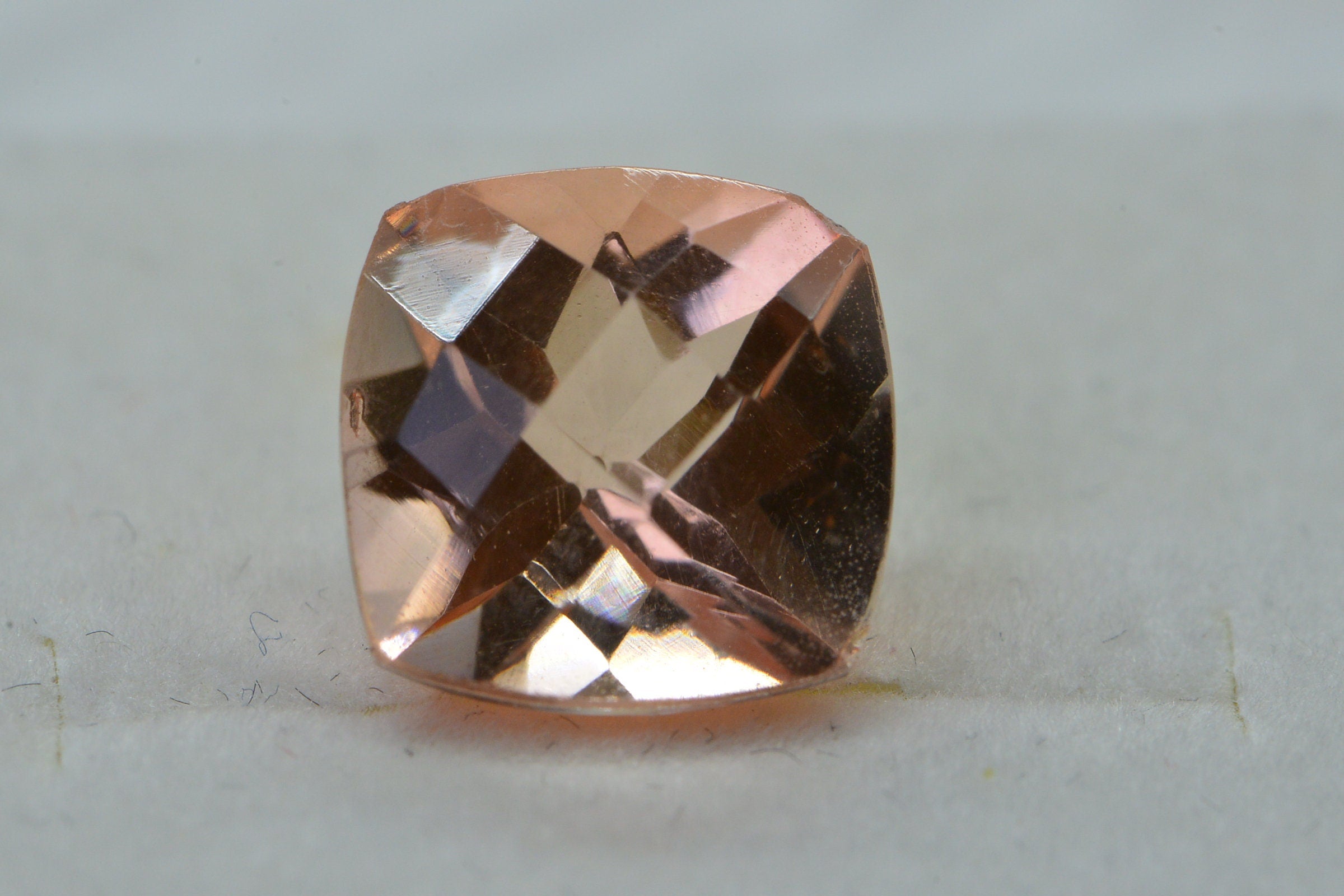 Morganite Doublet Quartz  Faceted Cushion Gemstone Loose 10mm