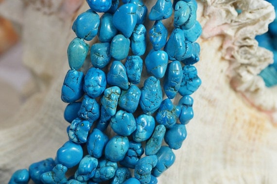 Dyed Magnesite Nugget Beads: Sky Blue Gemstone Strand (16-inch)