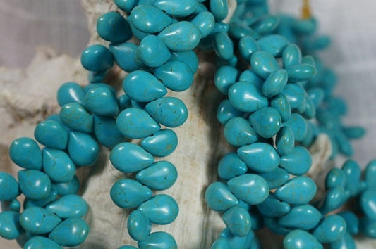 Dyed Magnesite Teardrop Beads: Sky Blue Gemstone Strand (14x10x6mm)