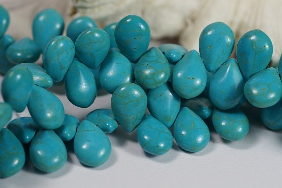 Dyed Magnesite Teardrop Beads: Sky Blue Gemstone Strand (14x10x6mm)