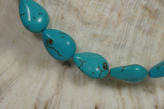 Dyed Magnesite Teardrop Beads: Turquoise Blue Gemstone Supply (6pcs)