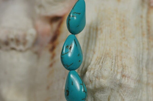 Dyed Magnesite Teardrop Beads: Turquoise Blue Gemstone Supply (6pcs)