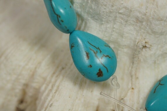 Dyed Magnesite Teardrop Beads: Turquoise Blue Gemstone Supply (6pcs)