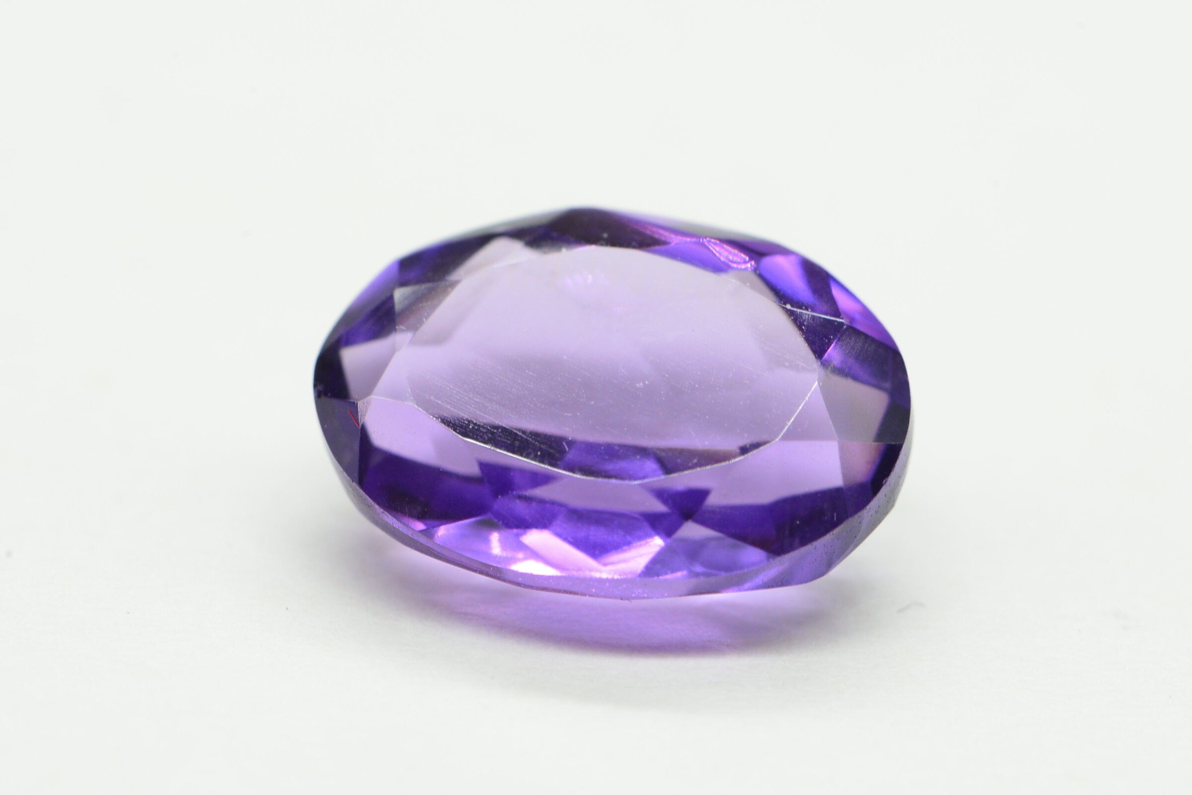 14X10mm Natural Amethyst Oval Faceted Cab Ring Size Dark Purple Crystal Cabochon