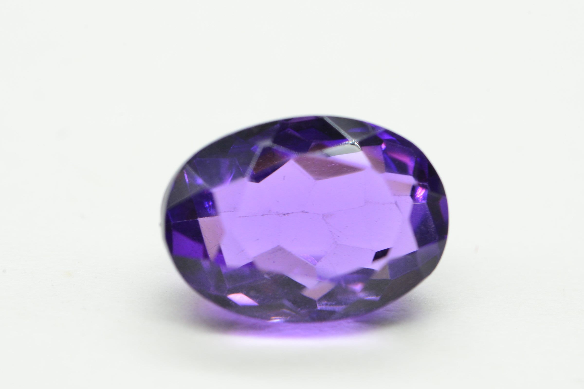 14X10mm Natural Amethyst Oval Faceted Cab Ring Size Dark Purple Crystal Cabochon