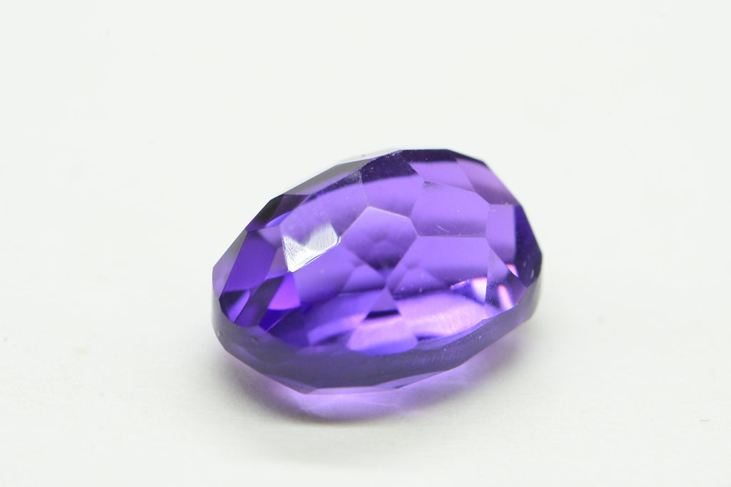 14X10mm Natural Amethyst Oval Faceted Cab Ring Size Dark Purple Crystal Cabochon