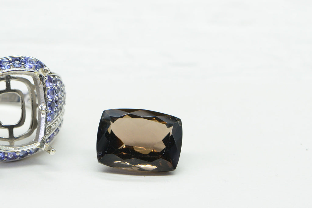 Blank Tanzanite Cluster Ring: White Gold over Sterling Silver, Size 9