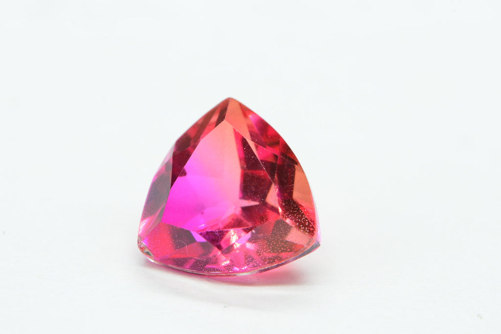 Bi color Tourmaline Quartz Trillion 12mm Gemstone Hot Pink Orange Loose Gemstone